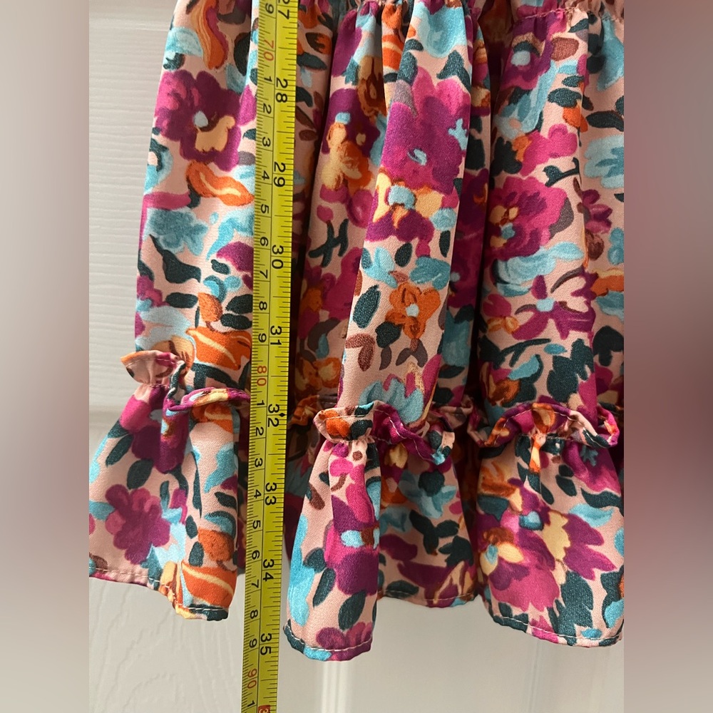 Floral Ruffle Smock-Waist Mini Dress in Multi-Color - Picture 10 of 12